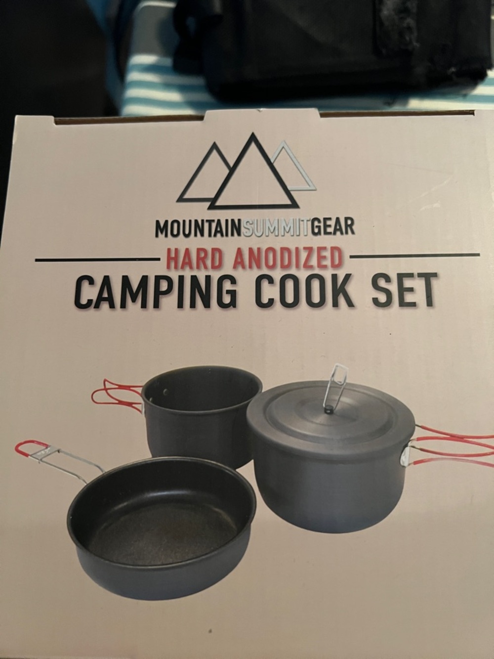 Mountain Summit Gear Hard Anodized Camping Cook Set - Gray with Red Handles